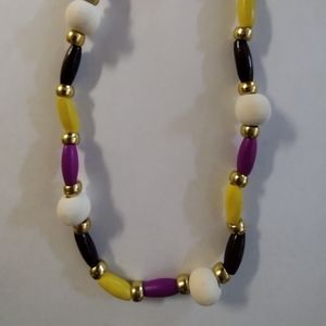 Beautiful multi colored wood bead necklace